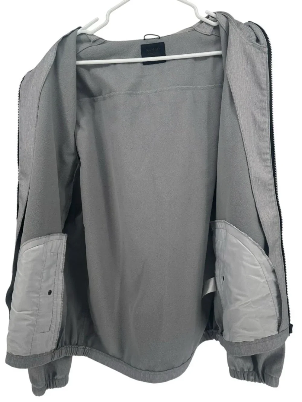 Nomad Mens Heather Grey Full Zip Hooded Windbreaker Jacket‎ Lightweight Pockets